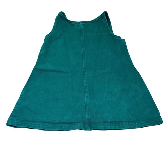 In Design 6 Girls Green Cotton Denim Jumper Dress Scotty Dog Bow Pockets Vintage - Picture 9 of 9